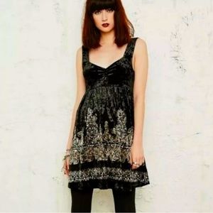 Free People velvet cocktail dress black with gold embellishment
